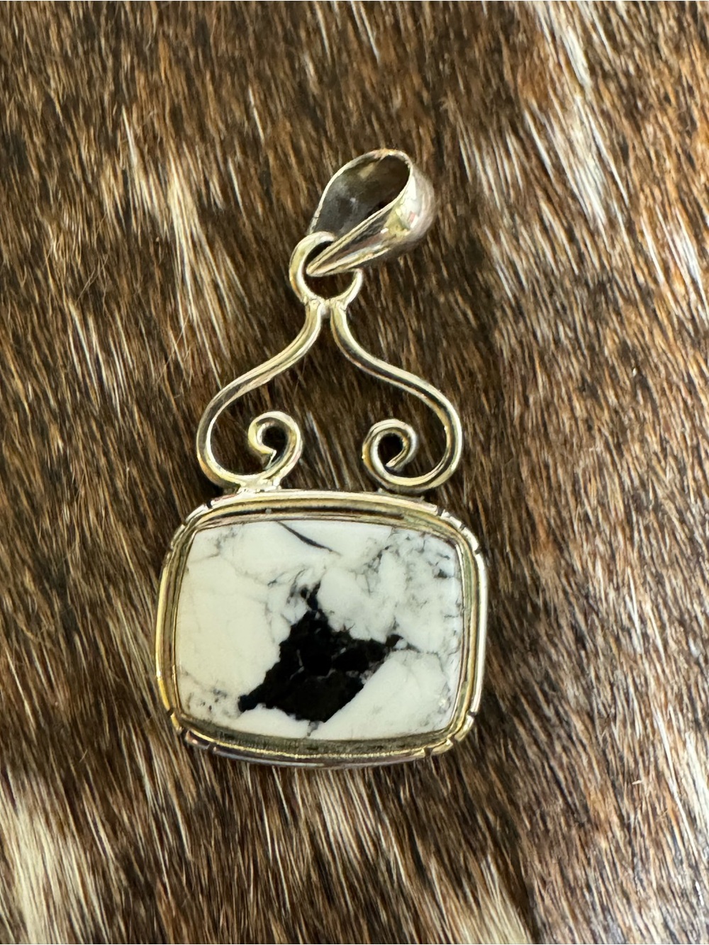 White Buffalo Stone Pendant – 925 Sterling Silver